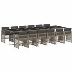vidaXL Ensemble à manger de jardin coussins 13 Pièces gris résine tressée