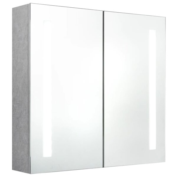 vidaXL Armoire de salle de bain à miroir LED Gris béton 62x14x60 cm