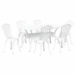 vidaXL Ensemble de salle à manger pour jardin 7 Pièces Blanc Aluminium