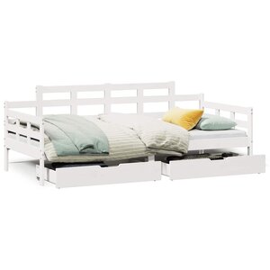 vidaXL Lit de jour et tiroirs sans matelas blanc 90x190 cm bois massif
