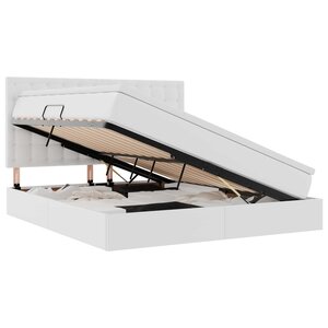 vidaXL Lit avec rangement et LED Blanc pur 160 x 200 cm Simili cuir
