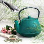 Théière en fonte Hanami vert émeraude 1 2 L + paille inox avec filtre