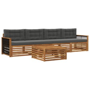 vidaXL Ensemble de canapés d'extérieur 5 pc Naturel et Anthracite
