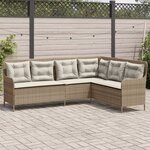 vidaXL Canapé de jardin avec coussins forme de L beige résine tressée