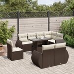 vidaXL Salon de jardin avec coussins 9 Pièces marron résine tressée