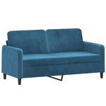 vidaXL Canapé 2 places avec oreillers décoratifs bleu 140 cm velours