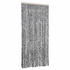 vidaXL Rideau anti-mouches gris et noir et blanc 90x200 cm chenille
