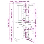 vidaXL Haut Armoire avec tiroir Chêne artisanal 69 5 x 34 x 180 cm