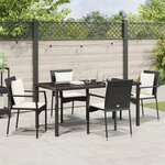 vidaXL Ensemble de salle à manger de jardin de 5 pièces avec coussins en poly rotin noir