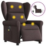 vidaXL Fauteuil de massage inclinable électrique Marron foncé Tissu