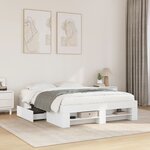 vidaXL Cadre de lit sans matelas blanc 140x190 cm bois d'ingénierie