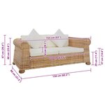 vidaXL Canapé à 2 places avec coussins Rotin naturel