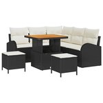 vidaXL Ensemble de canapé de jardin avec coussin 8 Pièces Noir et Crème