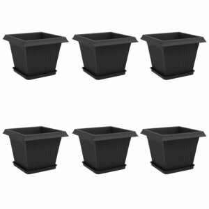 vidaXL Pots de plantes 6 Pièces Noir 28 5 x 28 5 x 22 cm Plastique