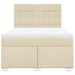 vidaXL Sommier à lattes de lit avec matelas Crème 140x190 cm Tissu