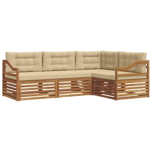 vidaXL Ensemble de canapés d'extérieur 4 pc Naturel et Beige