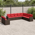 vidaXL Salon de jardin 10 Pièces avec coussins marron résine tressée