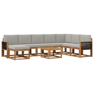 vidaXL Ensemble de canapés d'extérieur 9 pc Naturel et gris clair