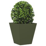vidaXL Jardinières 2 Pièces vert olive 30x30x30 cm acier