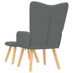vidaXL Chaise de relaxation avec tabouret Gris foncé Tissu