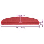 vidaXL Tapis d'escalier 30 pièces 65 x 24 x 4 cm Rouge Demi-rond Grand