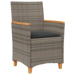 vidaXL Set de Dîner de Jardin 3 Pièces avec Coussins Gris Rattan Poly