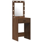 Ensemble coiffeuse 3 pièces avec LED en chêne noir en bois d'ingénierie