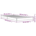 vidaXL Cadre de lit chêne fumé 90x190 cm bois d'ingénierie et métal