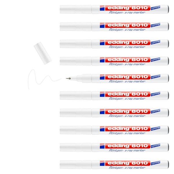 Marqueur Spécial Radiologie 8010 Blanc Pointe Fine 0 8 mm x 10 EDDING