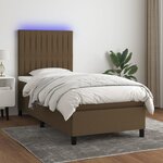 vidaXL Sommier à lattes de lit et matelas et LED Marron foncé 90x190cm
