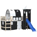 vidaXL Rideaux pour lit mezzanine avec tunnel et tour blanc et noir