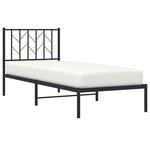 vidaXL Cadre de lit métal sans matelas avec tête de lit noir 80x200 cm