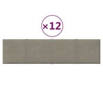 vidaXL Panneaux muraux 12 Pièces Gris clair 60x15 cm Velours 1 08 m²