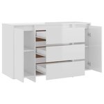 vidaXL Buffet et 3 tiroirs Blanc brillant 120x41x75 cm Bois ingénierie