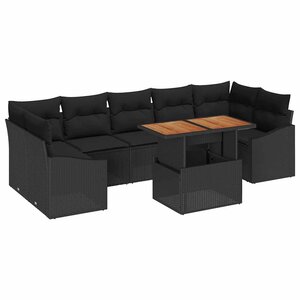 vidaXL Ensemble de salle à manger pour jardin 8 Pièces Noir et Marron