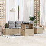 vidaXL Ensemble de canapé de jardin de 6 pièces avec coussins beige en poly rotin
