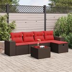 vidaXL Salon de jardin avec coussins 6 Pièces marron résine tressée
