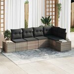 vidaXL Ensemble de canapé de jardin avec coussin 5 Pièces Gris