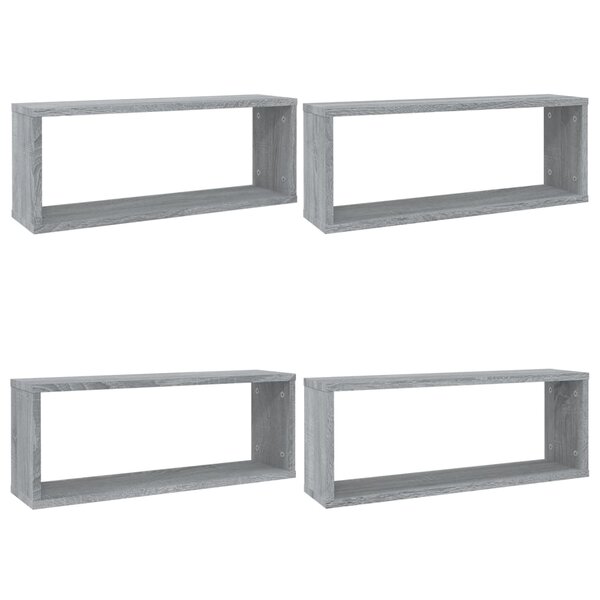 vidaXL Étagères murales cube 4 Pièces Sonoma gris 60x15x23 cm Bois