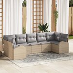 Ensemble de Canapé de Jardin vidaXL 7 Pièces avec Coussins Beige Polyrotin