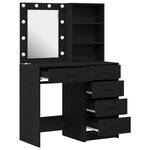 Set de coiffeuse 2 pièces avec LED en bois d'ingénierie noir