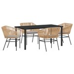 vidaXL Ensemble de salle à manger de jardin de 5 pièces avec coussins en poly rattan brun