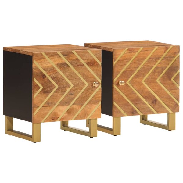 vidaXL Tables de chevet 2 Pièces marron et noir bois de manguier solide