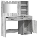Ensemble de table de maquillage 2 pièces vidaXL avec LED en bois d'ingénierie gris Sonoma