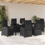 vidaXL Set de jardin 7 pièces en rotin poly noir