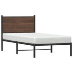 vidaXL Cadre de lit en métal avec tête de lit chêne marron 90x190 cm