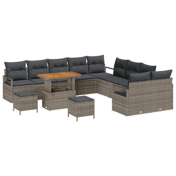 vidaXL Ensemble de canapé de jardin 13 Pièces Gris Poly rotin