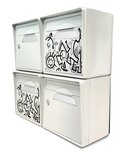 Pack de 4 boîtes aux lettres murales - 2x "Vache de france [VanLuc]" - 2x "Blanc ivoire"