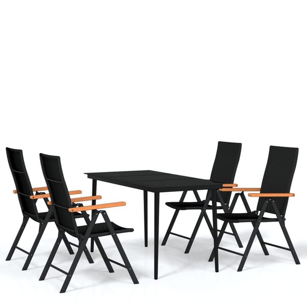 vidaXL Ensemble à manger de jardin 5 Pièces Noir