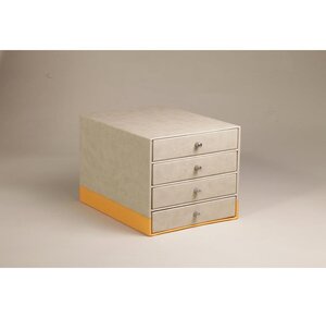 Rhodiarama Trieur 4 tiroirs en simili cuir italien 24,8 x 32,7 x 22,8 cm Beige RHODIA